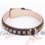 大型犬　散歩やトレーニングに最適な本革製おしゃれ首輪　茶　装飾付き