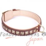 大型犬用首輪　素敵なスタッズの装飾付き　本革製　40mm