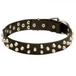 3連コニカル・スタッズ付き犬用首輪