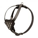 円錐スタッズ革のハーネス　小型～中型犬用