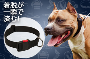 ワン・タッチバックル付き犬用首輪