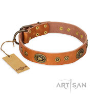 ‘Dandy Pet’ FDT Artisanのナチュラル色のデザイナー革首輪 ‘Dandy Pet’ FDT Artisanのナチュラル色のデザイナー革首輪