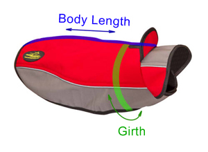sizing chart for nylon dog jacket