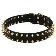 犬用首輪　二列の真鍮スパイク付き