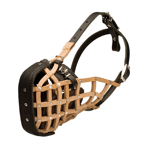 警察犬用かご型本革口輪