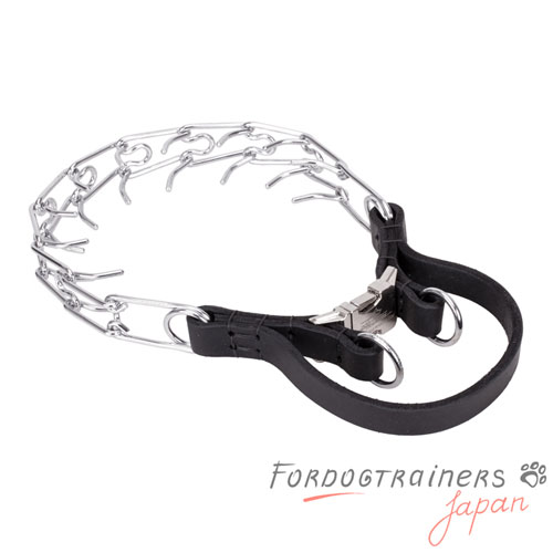 本革製ハンドル付きスパイク首輪